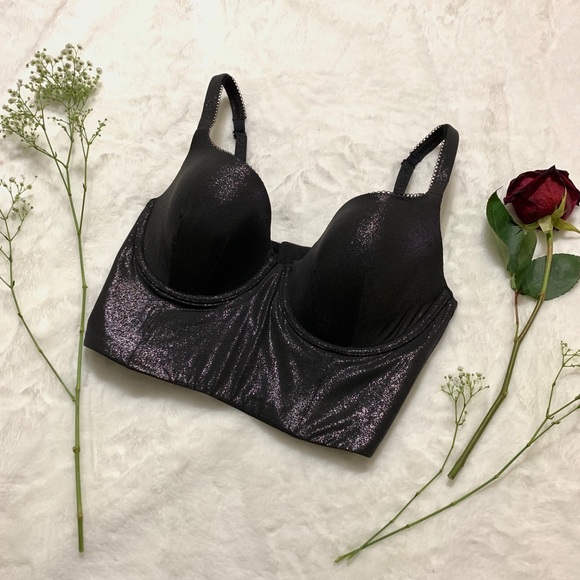 Body By Victoria Lined Black Metallic Bra - Picture 2 of 5